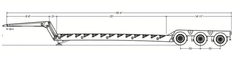Folding gooseneck dimension diagram