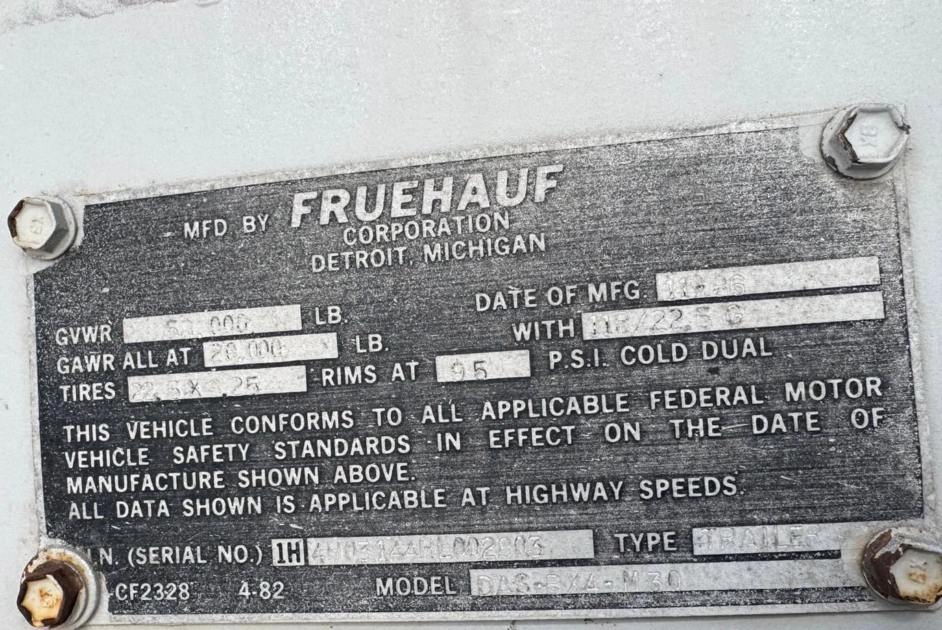 1987 Fruehauf 1H4 DP (PUP). TL-192 thumbnail 10