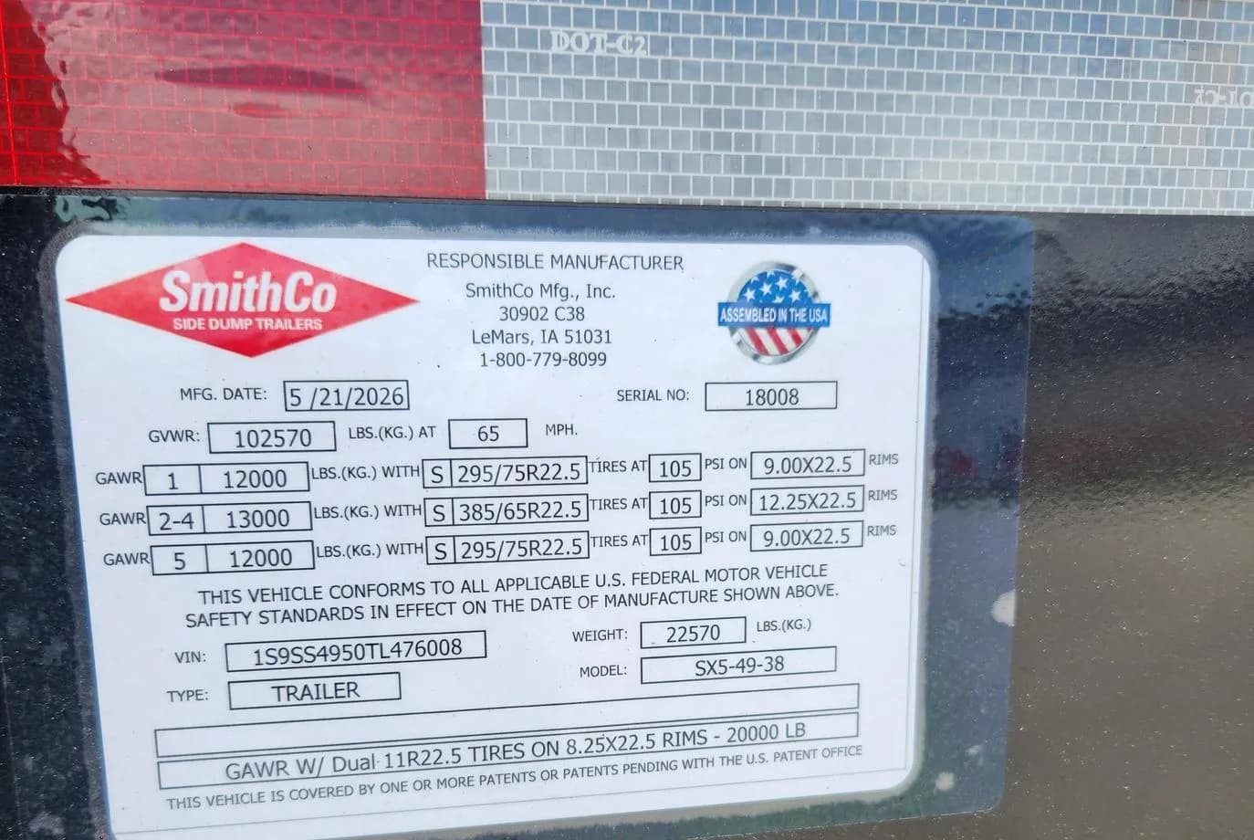 SmithCo SX5-49-38 Side Dump thumbnail 15