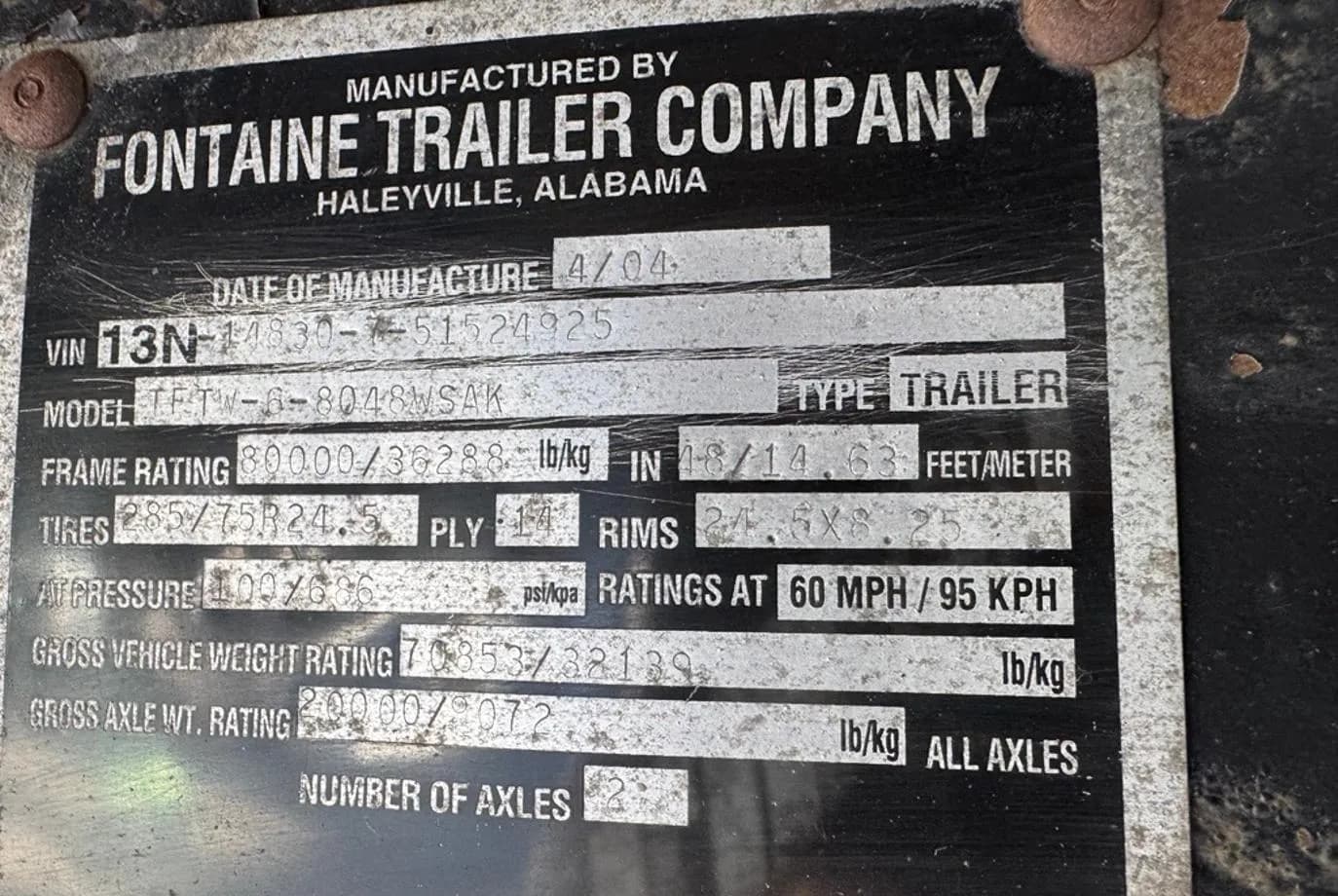 2005 Fontaine TFTW-6-8048WSAK. 48' Flatbed thumbnail 10