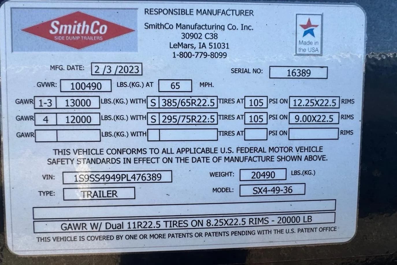 2023 SmithCo SX4  Side Dump thumbnail 12