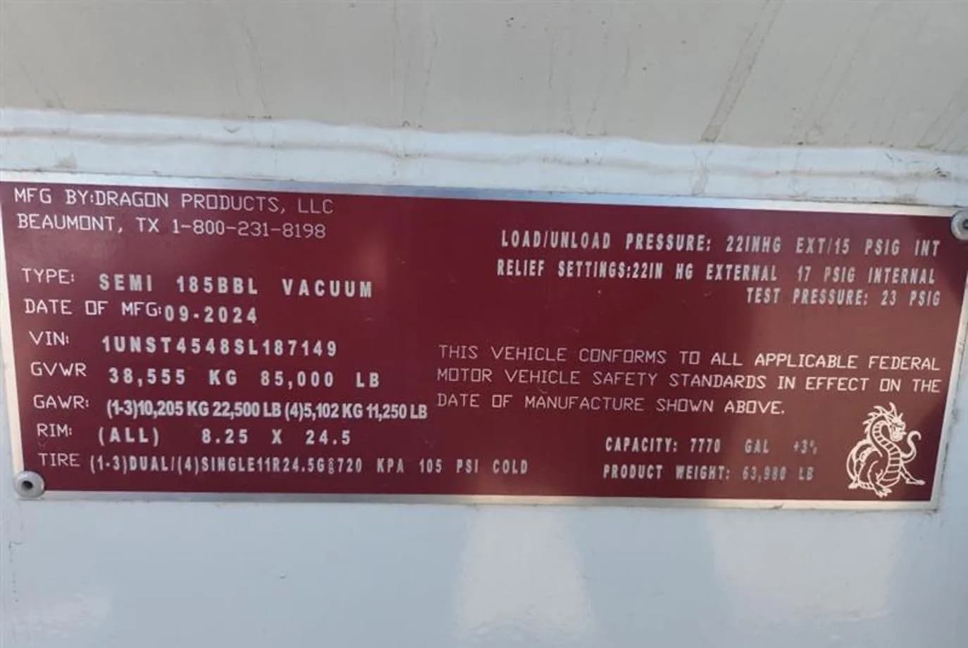 2025 Ranco 185 BBL Vac Trailer
